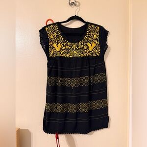 Oaxaca, Mexico - Black and Yellow Embroidered Top